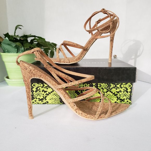 CAPE ROBBIN Ada Stiletto Heels Strappy Sandals Cork Size 6 New - Picture 4 of 11